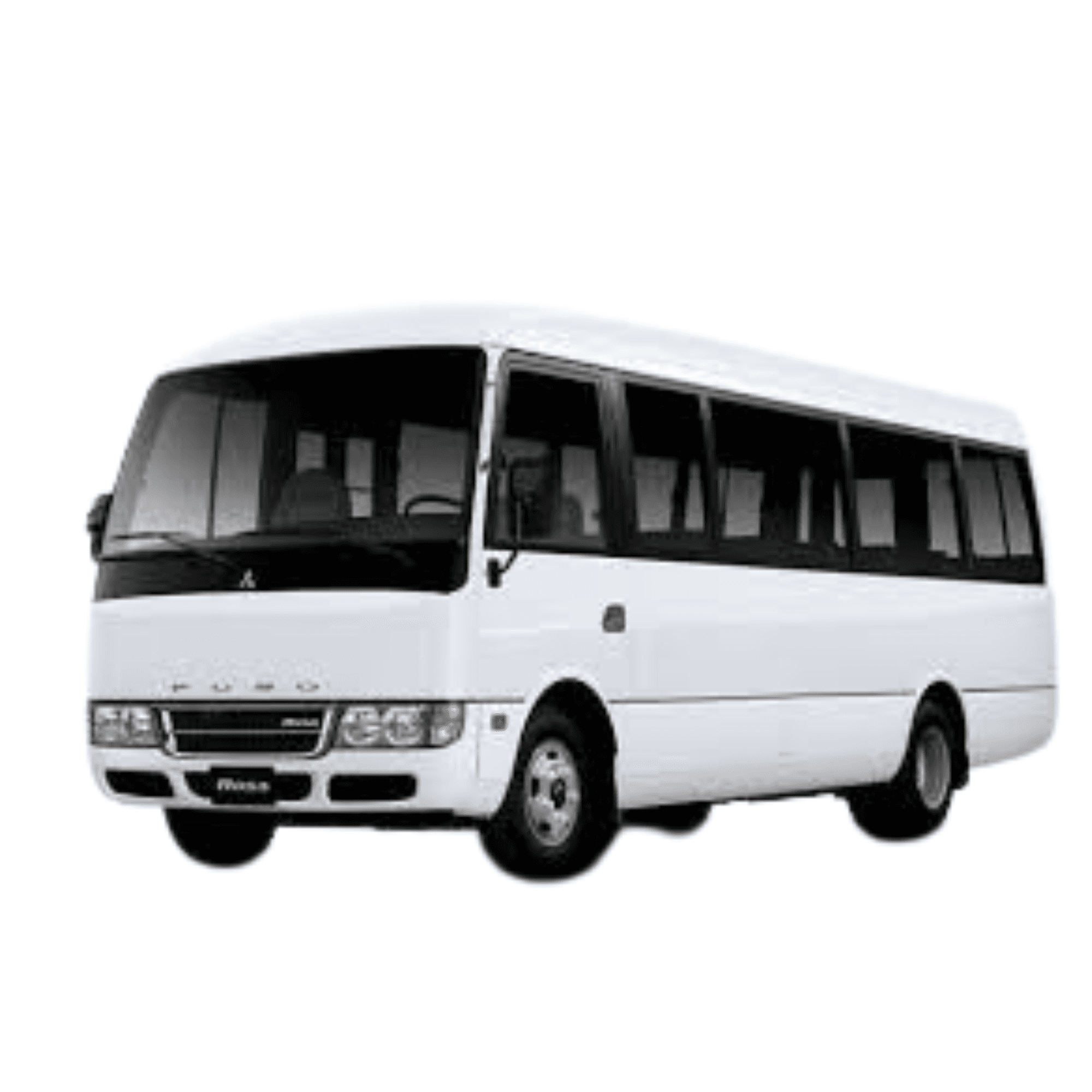White coach bus, representative of our coach bus fleet vehicle